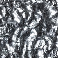 Stchu-Moon Chandelier - irregular surface lined with silver coloured leaf